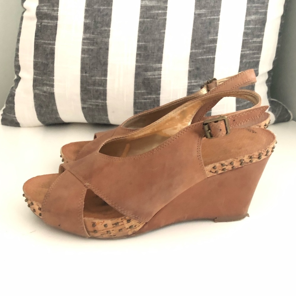 Reba Leather Studded Slingback wedge sandals 8